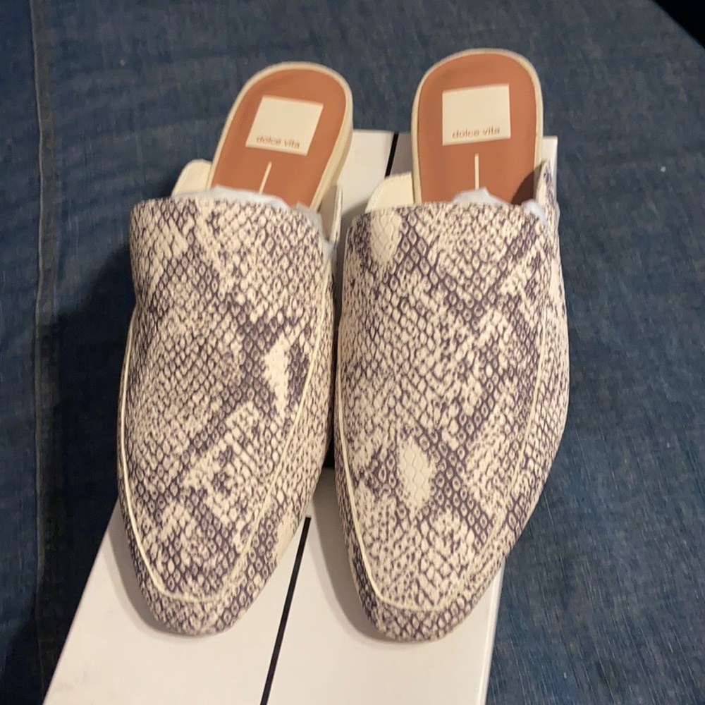 Dolce Vita Snake Print Slides Size 8.5 New In Bos
